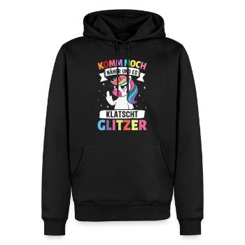 Malle KOMM NOCH NÄHER UND ES KLATSCHT - Männer Premium Bio Hoodie - Schwarz - Vorne - Nico (187cm)