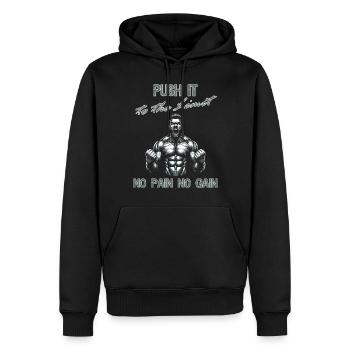 Gym Fitness Bodybuilding Push it to the Limit - Männer Premium Bio Hoodie - Schwarz - Vorne - Nico (187cm)