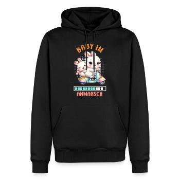 Bald Mama BABY IM ANMARSCH Lustiges - Männer Premium Bio Hoodie - Schwarz - Vorne - Nico (187cm)