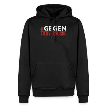 Tierschutz GEGEN TIER VERSUCHE LUSTIG - Männer Premium Bio Hoodie - Schwarz - Vorne - Nico (187cm)