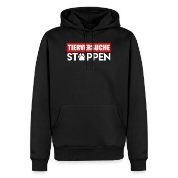 Tierschutz TIRVERSUCHE STAPPEN LUSTIG - Männer Premium Bio Hoodie - Schwarz - Vorne - Nico (187cm)