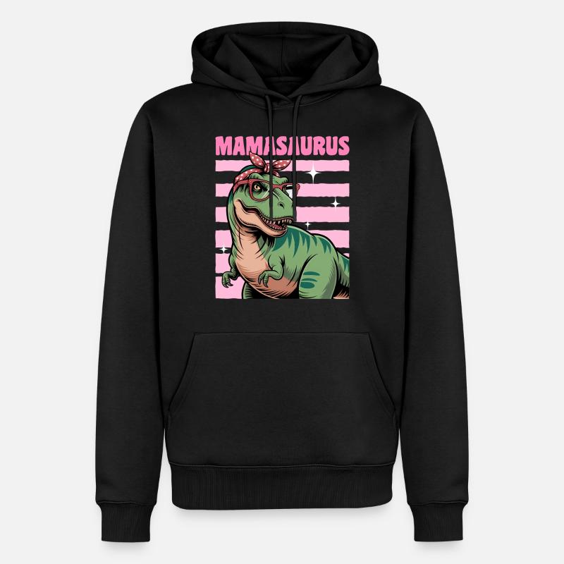 Dinosaur T-Rex Mamasaurus - Männer Premium Bio Hoodie - Schwarz