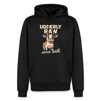 Boire du lait cru Lait cru de la ferme Fraîcheur - Sweat à capuche Premium bio Homme - noir - Devant - Nico (187cm)