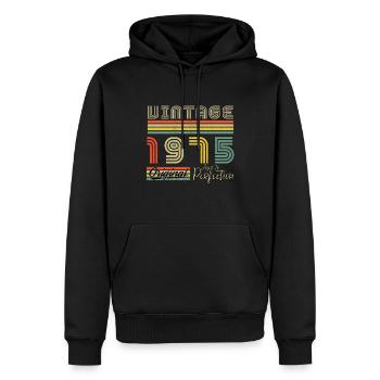 1975 Anniversaire vintage rétro né en 1975 - Sweat à capuche Premium bio Homme - noir - Devant - Nico (187cm)