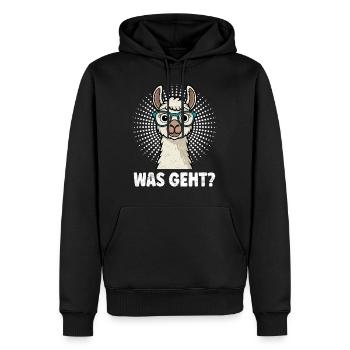 Alpaka WAS GEHT? Cooles Lama Lustiges - Männer Premium Bio Hoodie - Schwarz - Vorne - Nico (187cm)