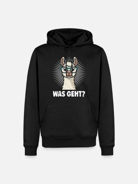 Alpaka WAS GEHT? Cooles Lama Lustiges - Männer Premium Bio Hoodie - Schwarz