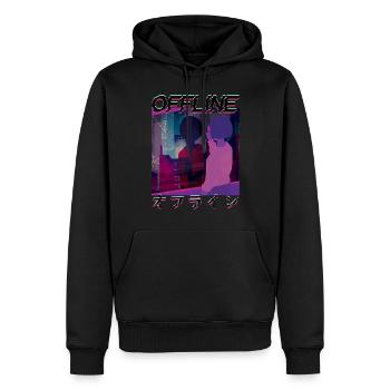années 80 Rétro Vaporwave Esthétique Hors ligne Glitch - Sweat à capuche Premium bio Homme - noir - Devant - Nico (187cm)