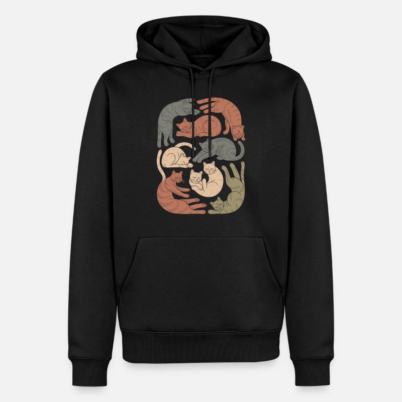 Motif de chat boho décontracté - Sweat à capuche Premium bio Homme - noir