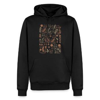 Chats avec de douces fleurs bohèmes - Sweat à capuche Premium bio Homme - noir - Devant - Nico (187cm)