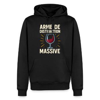 Arme de distraction massive – T-shirt humour vin - Sweat à capuche Premium bio Homme - noir - Devant - Nico (187cm)