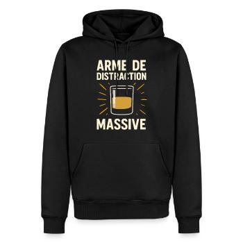 Arme de distraction massive T-shirt whisky drôle - Sweat à capuche Premium bio Homme - noir - Devant - Nico (187cm)
