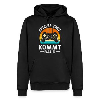 Gamer Papa SPIELER ZWEI KOMMT BALD Lustiges - Männer Premium Bio Hoodie - Schwarz - Vorne - Nico (187cm)