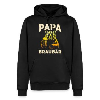 Bierfan PAPA BRAUBÄR Werdender Vater Lustig - Männer Premium Bio Hoodie - Schwarz - Vorne - Nico (187cm)