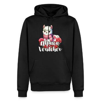 Alpaka Fan ALPAKA VERSTEHER Retro Lustig - Männer Premium Bio Hoodie - Schwarz - Vorne - Nico (187cm)
