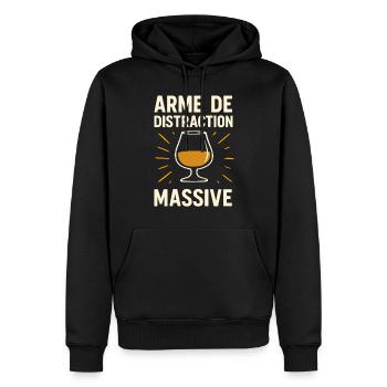 Arme de Distraction Massive humoristique rhum - Sweat à capuche Premium bio Homme - noir - Devant - Nico (187cm)