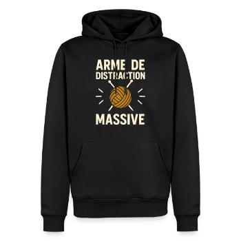 Arme de Distraction Massive Tricot Humour Pelote - Sweat à capuche Premium bio Homme - noir - Devant - Nico (187cm)