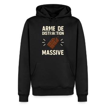 Arme de Distraction Massive Chocolat Humour - Sweat à capuche Premium bio Homme - noir - Devant - Nico (187cm)