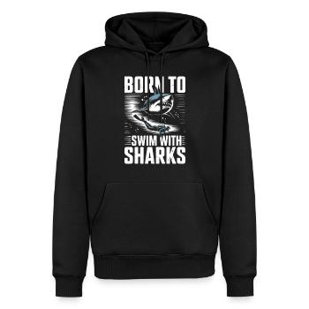 Geboren Um Mit Haien Zu Schwimmen - Männer Premium Bio Hoodie - Schwarz - Vorne - Nico (187cm)