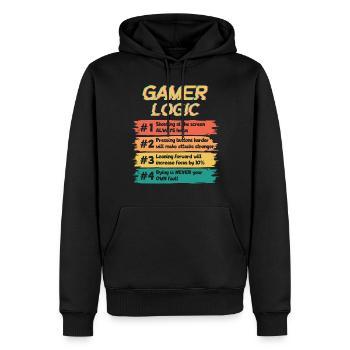 Gamer Logic Lustig Spruch Videospiel Konsole - Männer Premium Bio Hoodie - Schwarz - Vorne - Nico (187cm)