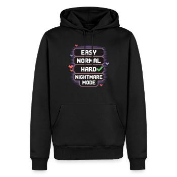 Select Difficulty: Life – Nightmare Mode 8Bit - Männer Premium Bio Hoodie - Schwarz - Vorne - Nico (187cm)