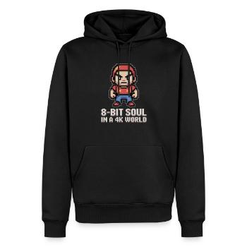 8‑Bit Soul in a 4K World - Männer Premium Bio Hoodie - Schwarz - Vorne - Nico (187cm)