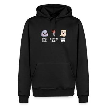 Schere Stein Papier Kawaii Spielfiguren - Männer Premium Bio Hoodie - Schwarz - Vorne - Nico (187cm)