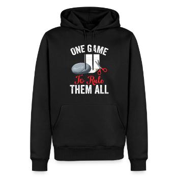 Rock Paper Scissors - Un jeu pour les gouverner tous - Sweat à capuche Premium bio Homme - noir - Devant - Nico (187cm)
