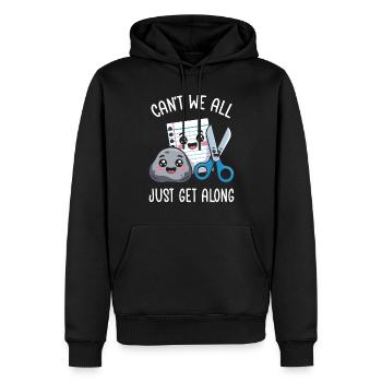 Ciseaux Papier Pierre - Jeu d’École Figurines Kawaii - Sweat à capuche Premium bio Homme - noir - Devant - Nico (187cm)