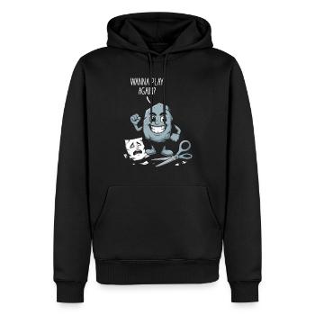 Ciseaux Pierre Papier Jeux d’enfance Cour d’école - Sweat à capuche Premium bio Homme - noir - Devant - Nico (187cm)
