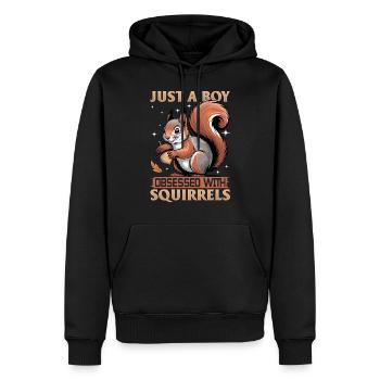 Écureuil drôle Animal - Sweat à capuche Premium bio Homme - noir - Devant - Nico (187cm)