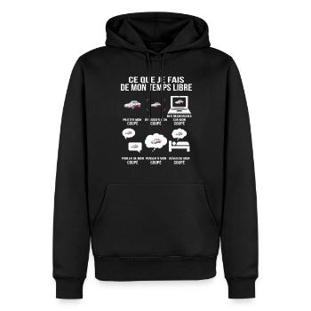 Ce que je fais de mon temps libre Passion voiture - Sweat à capuche Premium bio Homme - noir - Devant - Nico (187cm)