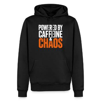 Alimenté par la caféine et le chaos humoristique - Sweat à capuche Premium bio Homme - noir - Devant - Nico (187cm)