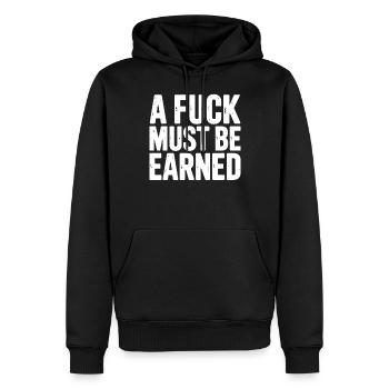 A Fuck Must Be Earned Statement - Men’s Premium Organic Hoodie - black - Front - Nico (187cm)