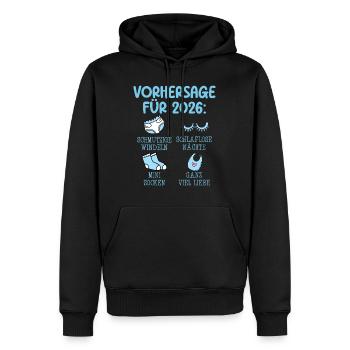 Werdende Mutter 2026 VORHERSAGE Lustiges - Männer Premium Bio Hoodie - Schwarz - Vorne - Nico (187cm)