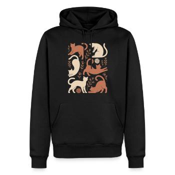 Boho Chats Et Fleurs Motif Magique - Sweat à capuche Premium bio Homme - noir - Devant - Nico (187cm)