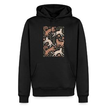 Verspielte Katzen Mit Floralen Mustern - Männer Premium Bio Hoodie - Schwarz - Vorne - Nico (187cm)