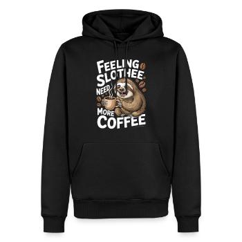 Lustiges Faultier Kaffee Design - Männer Premium Bio Hoodie - Schwarz - Vorne - Nico (187cm)