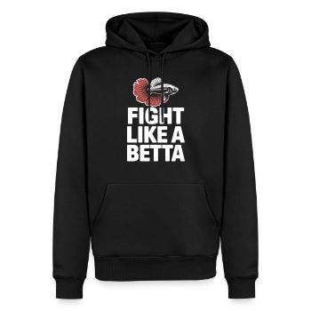 Fight like a Beta – Lustiges Fisch-Design - Männer Premium Bio Hoodie - Schwarz - Vorne - Nico (187cm)