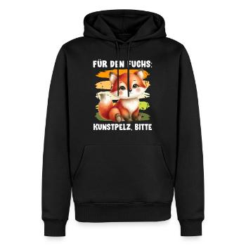 Tierschutz FÜR DEN FUCHS KUNSTPELZ BITTE Lustig - Männer Premium Bio Hoodie - Schwarz - Vorne - Nico (187cm)