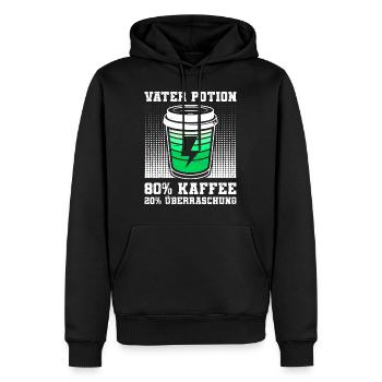 Bald Papa VATER POTION 80% KAFFEE 20% ÜBERRASCHUNG - Männer Premium Bio Hoodie - Schwarz - Vorne - Nico (187cm)
