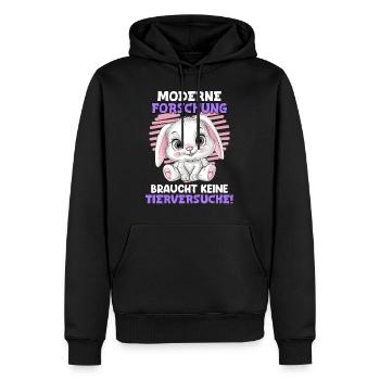 Tierschutz MODERNE FORSCHUNG BRAUCHT KEINE - Männer Premium Bio Hoodie - Schwarz - Vorne - Nico (187cm)
