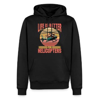 Helicopter funny Pilot - Männer Premium Bio Hoodie - Schwarz - Vorne - Nico (187cm)