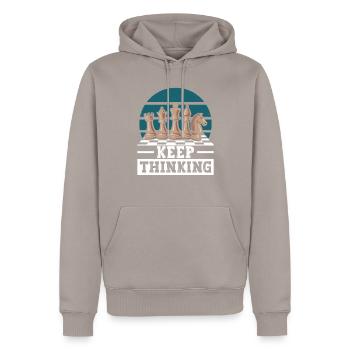 Schach Denksport Schachsport Keep Thinking - Männer Premium Bio Hoodie - Taupe - Vorne - Nico (187cm)
