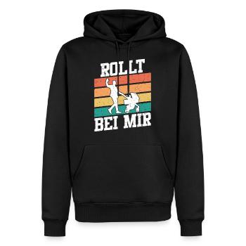 Werdender Vater ROLLT BEI MIR Lustiges - Männer Premium Bio Hoodie - Schwarz - Vorne - Nico (187cm)