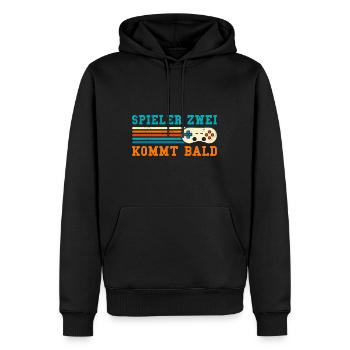 Gamer Papa SPIELER ZWEI KOMMT BALD Lustiges - Männer Premium Bio Hoodie - Schwarz - Vorne - Nico (187cm)