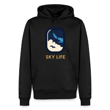 Flugbegleiter Kabinencrew Leben Luftfahrt - Männer Premium Bio Hoodie - Schwarz - Vorne - Nico (187cm)