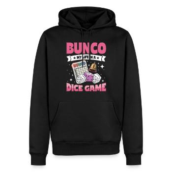 Bunco Life Dice Games - Men’s Premium Organic Hoodie - black - Front - Nico (187cm)