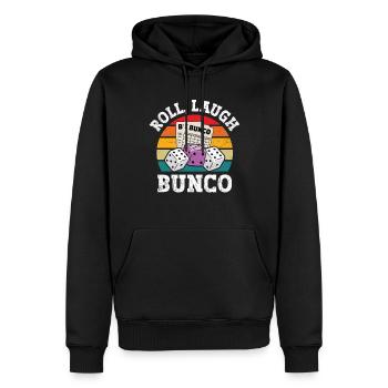 Retro Bunco Geschenk Bunco Shirt Würfeln - Männer Premium Bio Hoodie - Schwarz - Vorne - Nico (187cm)