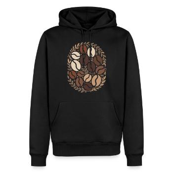 Café en grains L’élégance pour les amoureux - Sweat à capuche Premium bio Homme - noir - Devant - Nico (187cm)