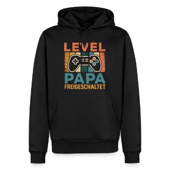 Bald Papa LEVEL PAPAFREIGESCHALTET LUSTIG - Männer Premium Bio Hoodie - Schwarz - Vorne - Nico (187cm)